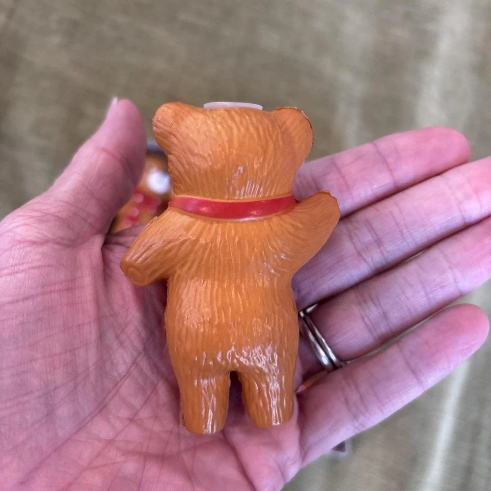 6 Vintage Cute Teddy Bear Red Bow Light Strand Covers Blow Mold Retro Tree Decor